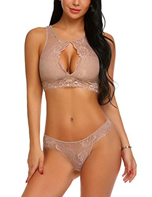 ADOME Women Sexy Lingerie 2 Piece Lace Babydoll Bra and Panty Sets Mini Sleepwear ADOME Women Sexy Lingerie 2 Piece Lace Babydoll Bra and Panty Sets Mini Sleepwear