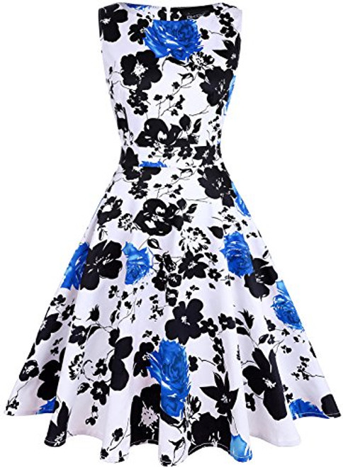 OWIN Womens Vintage 1950s Floral Spring Garden Picnic Dress Party Cocktail Dress
