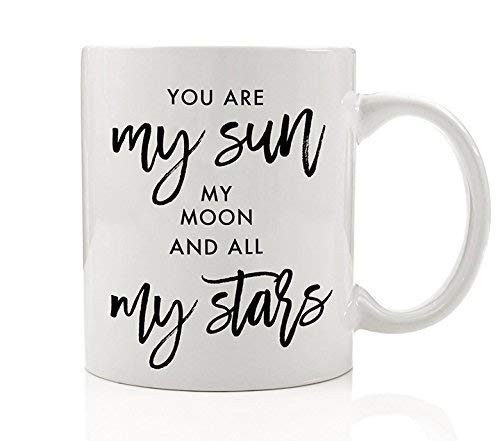 EE Cummings Quote Coffee Mug You are My Sun  My Moon and All My Stars Romantic Gift 11oz Ceramic Cup by Digibuddha DM0052