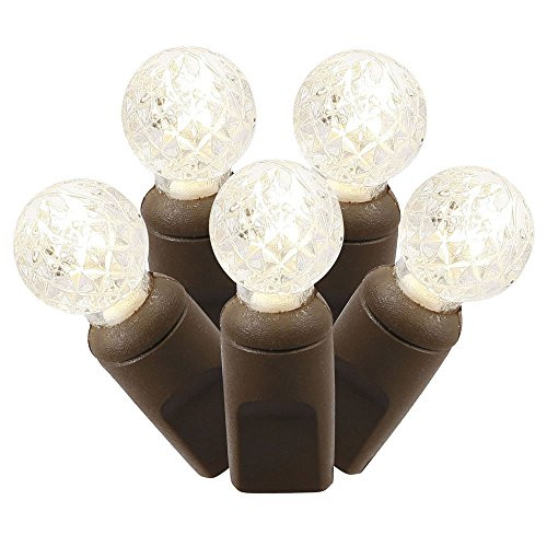 Vickerman 100 Count Single Mold G12 Berry LED Light Set-Brown Wire, Warm White