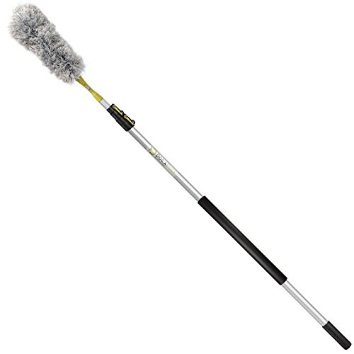 DocaPole 5-12 Foot Extension Pole + Microfiber Feather Duster//High Reach Dusting Kit for Dusting High Ceilings and Surfaces with Telescopic Pole//Telescoping Pole for Dusting
