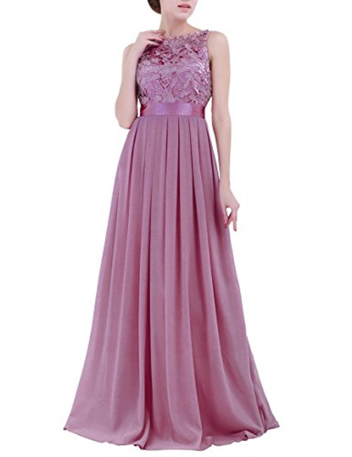 inlzdz Womens Embroidered Chiffon Crochet Lace Wedding Bridesmaid Maxi Dress Prom Evening Gowns Plum 14 inlzdz Womens Embroidered Chiffon Crochet Lace Wedding Bridesmaid Maxi Dress Prom Evening Gowns Plum 14