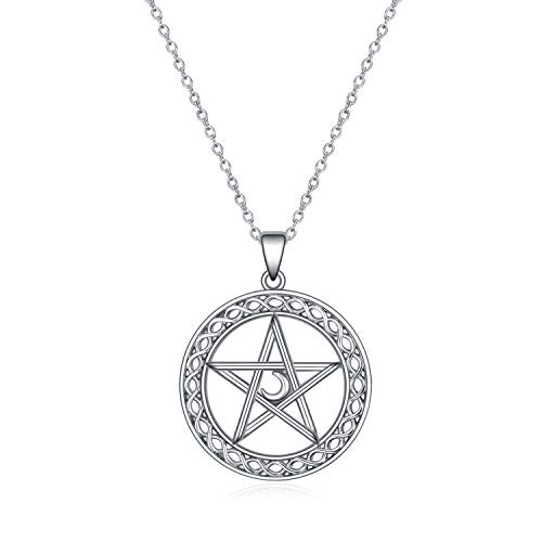 Sterling Silver Pentagram Pentacle Pendant Necklace Wiccan Jewelry for Women Men Gifts Sterling Silver Pentagram Pentacle Pendant Necklace Wiccan Jewelry for Women Men Gifts