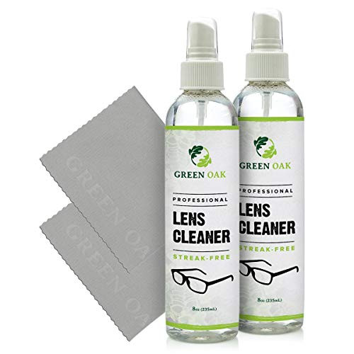 Lens Cleaner Spray Kit  Green Oak Professional Lens Cleaner Spray with Microfiber Cloths  Best for Eyeglasses  Cameras  and Lenses - Safely Cleans F