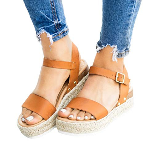 Nailyhome Womens Espadrille Flatform Sandals Open Toe Ankle Strap Slingback Summer Shoes