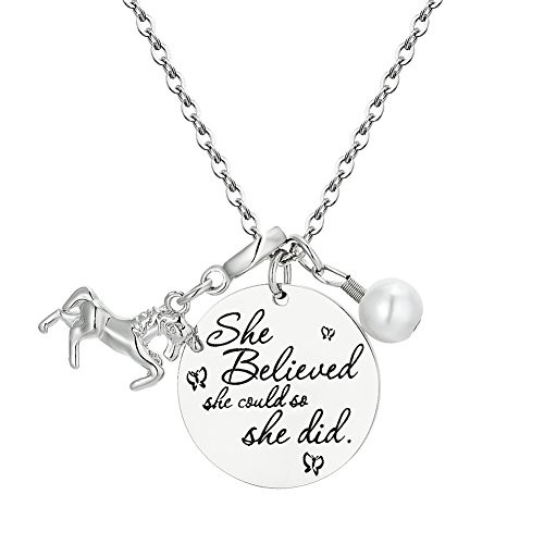 Inspirational Jewelry Necklace for Women Girls Gift - She Believed She Could So She Did