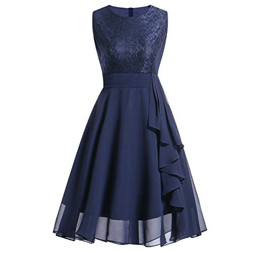 JOYFEEL Womens Floral Lace Bridesmaid Dress V Neck Sleeveless Cocktail Party Swing Dress Formal Prom Gowns JOYFEEL Womens Floral Lace Bridesmaid Dress V Neck Sleeveless Cocktail Party Swing Dress Formal Prom Gowns