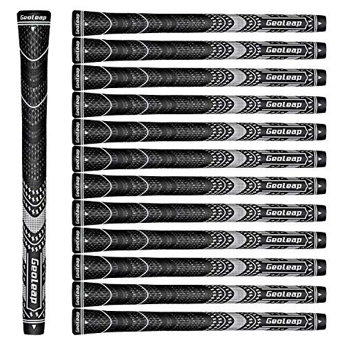 Geoleap ACE-CGolf Grips Set of 13- Cord Rubber  Hybrid Golf Club Grips  Standard-Mdisize  8 Colors Optional  -Black  midsize-