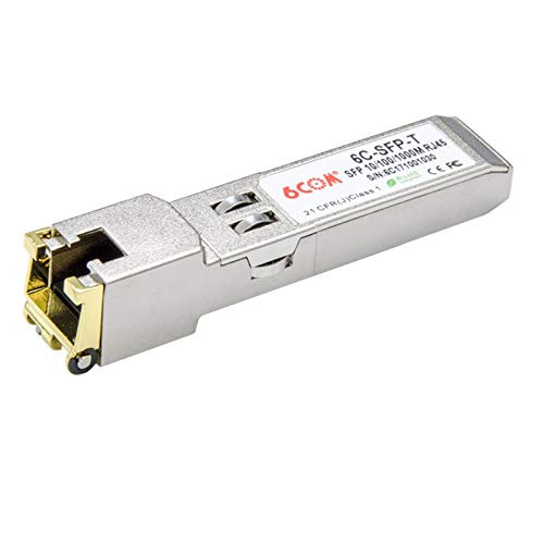 6COM Gigabit SFP Transceiver  10-100-1000Base-T RJ45 Copper Module for Cisco GLC-T-SFP-GE-T  up to 100m  Pack of 4