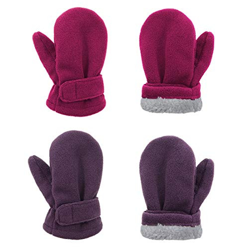 Durio Toddler Mittens Girl Fleece Winter Mittens for Toddler Girl Thick Warm Toddler Gloves Baby Mittens Rose and Pink 1-2T