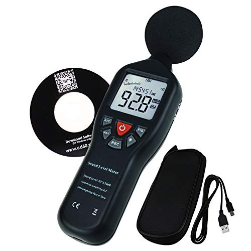 Data Logging Function Sound Level Decibel Meter with Backlight Display High Accuracy Measuring 30dB~130dB Instrument Compact Professional -with CD Sof