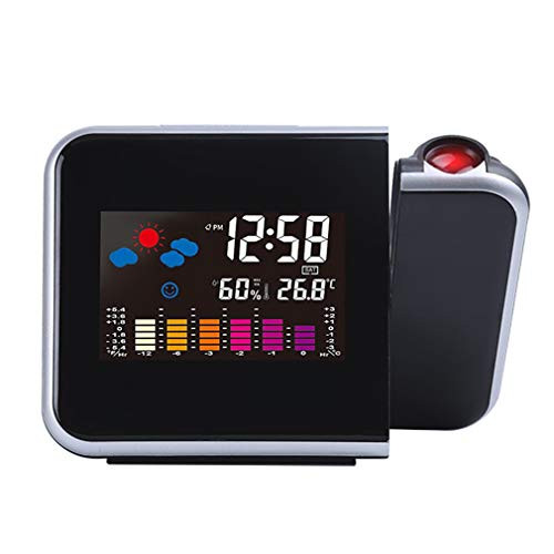 Rumfo Smart Digital Projection Clock  Colorful LCD Display LED Backlight Projector Digital Weather Snooze Alarm Clock Max- Min Temperature and Humidity