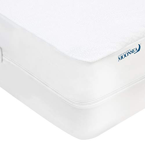 Zippered Mattress Protector with Ultra Soft Cotton Terry Surface  6-Side Waterproof Mattress Encasement  Dustproof  Durable Zipper  Noiseless  for Sta