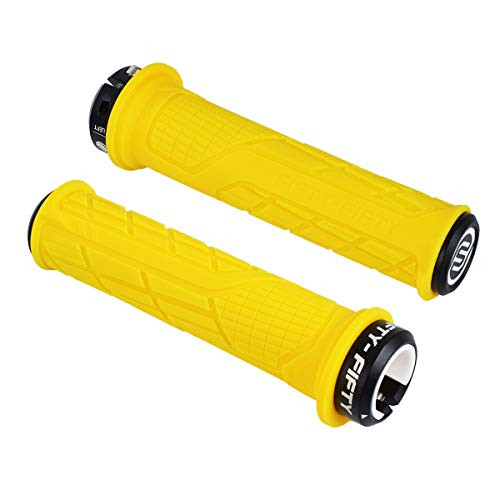 FIFTY-FIFTY Single Lock-on Mountain Bike Grips  Bicycle Handlebar Locking Grips  Non-Slip MTB Handle Grips -Yellow- FIFTY-FIFTY Single Lock-on Mountain Bike Grips  Bicycle Handlebar Locking Grips  Non-Slip MTB Handle Grips -Yellow-