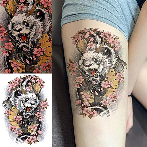 Oottati 2 Sheets Panda Dragon Demon Flower Temporary Tattoos for Arm Oottati 2 Sheets Panda Dragon Demon Flower Temporary Tattoos for Arm