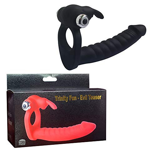 Dual Penetration Vibrating Double Dildo with Cock Ring Double Penetrator for Men for Couple Anal Plug Sex Anal Dildo with Cock Ring Silicone Butt Plug