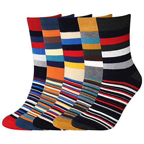 Jeasona Mens Dress Socks Crew Pack Funny Fun Crazy Novelty Cool Funky Cotton -Colorful Striped 5- Jeasona Mens Dress Socks Crew Pack Funny Fun Crazy Novelty Cool Funky Cotton -Colorful Striped 5-