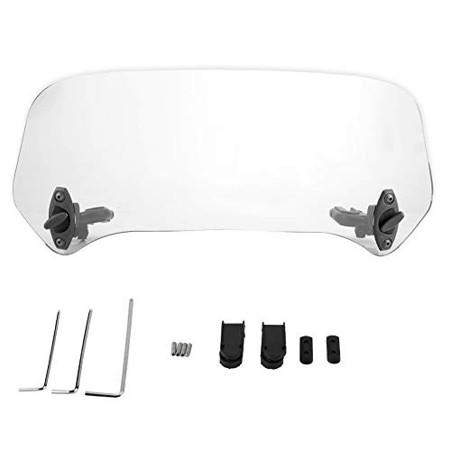 Qiilu Universal Motorcycle Adjustable Clip On Windshield Extension Spoiler Windscreen Deflector Transparent
