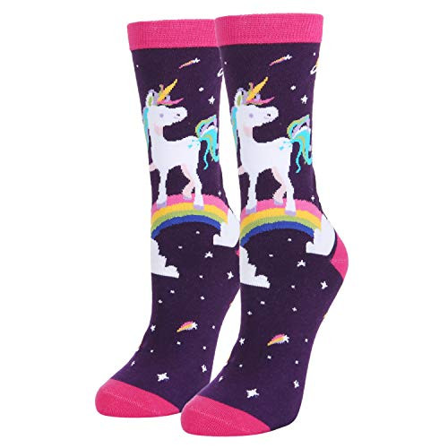 Womens Unicorn Rainbow Crazy Novelty Cotton Crew Socks Funny Cute Socks for Girls Womens Unicorn Rainbow Crazy Novelty Cotton Crew Socks Funny Cute Socks for Girls