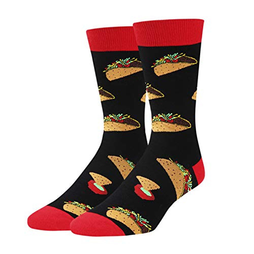 Mens Taco Socks Funny Crazy Cool Mexican Food Crew Socks in Black Gift Mens Taco Socks Funny Crazy Cool Mexican Food Crew Socks in Black Gift