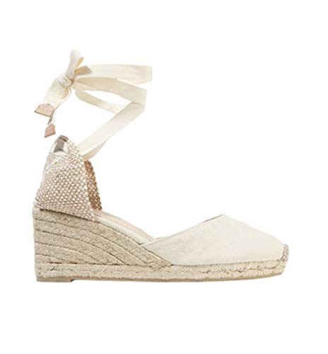 Ruanyu Womens Closed Toe Espadrille Wedge Sandals Lace Up Platform Wedding Sandals