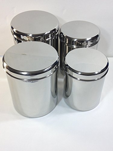 Qualways Jumbo Stainless Steel Kitchen Canister Set of 4 (Set of 4), 6.5 lb, 5 lb. 4 lb and 3 lb canister set