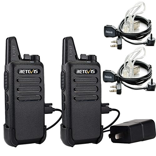 Retevis RT22 Two Way Radio UHF 400-480MHz 16CH VOX Walkie Talkies(2 Pack) and Covert Air Acoustic Earpiece (2 Pack)