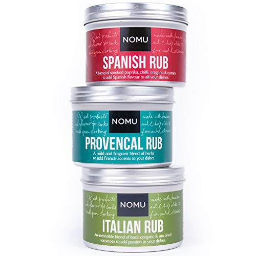 NOMU Rub Euro Trio Set - Italian Spanish and Herbes de Provence Seasonings -3-pack- - Premium Blends of Herbs and Spices - No MSG or Preservatives NOMU Rub Euro Trio Set - Italian Spanish and Herbes de Provence Seasonings -3-pack- - Premium Blends of Herbs and Spices - No MSG or Preservatives