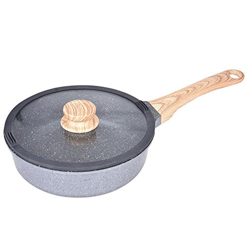 Sushar German Quality Marble Non-Stick Coating Aluminum Nonstick Oven Safe PFOA Free Jumbo Cooker Saute Pan Fry Pan Cookware, With Glass Lid,3.6-Quart, Marble