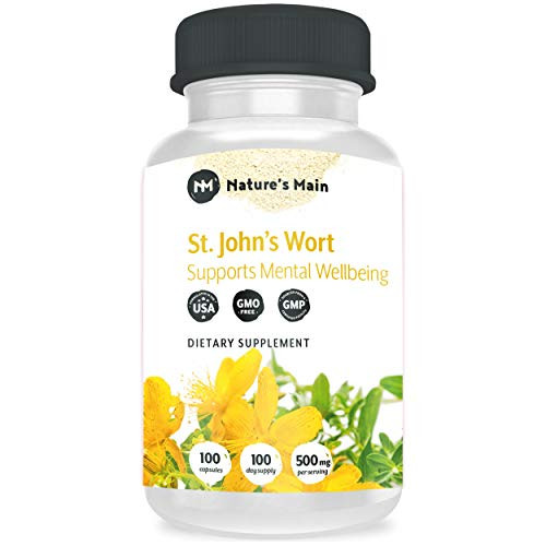 St Johns Wort Capsules Natural Depression Supplements  Anxiety Relief  Mood Support and Stress Relief ? Max Strength 1000 mg ? 100 St Johns Wort Happy P