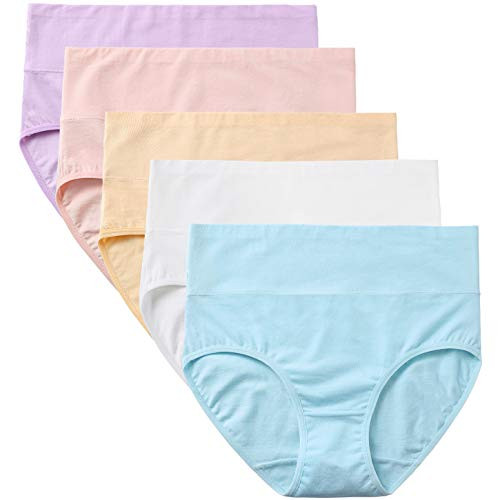 GNEPH Women Cotton Panties Breathable High Waist Underwear Ladies Stretch Full Coverage Briefs Panty Multipack-1002Light L- GNEPH Women Cotton Panties Breathable High Waist Underwear Ladies Stretch Full Coverage Briefs Panty Multipack-1002Light L-