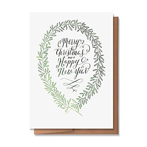 Wunderkid Merry Christmas and Happy New Year Card  Elegant Christmas Card -1 Single Card  Blank inside-