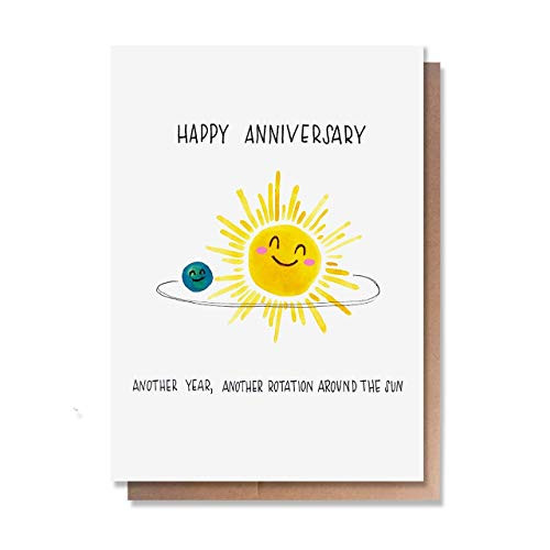 Wunderkid Happy Anniversary Card  Another Rotation Card for Her or Him -Individual  Blank inside-