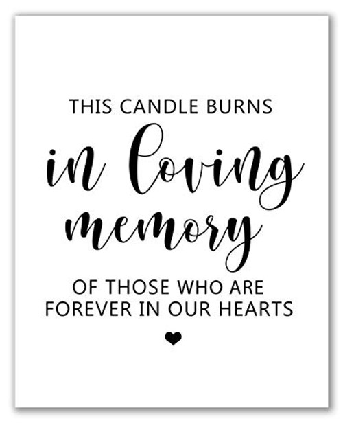 This Candle Burns In Loving Memory Wedding Sign - 8 x 10 - Unframed  Forever In Our Hearts  Printable Wedding  Memorial Table Sign  Printable Signs