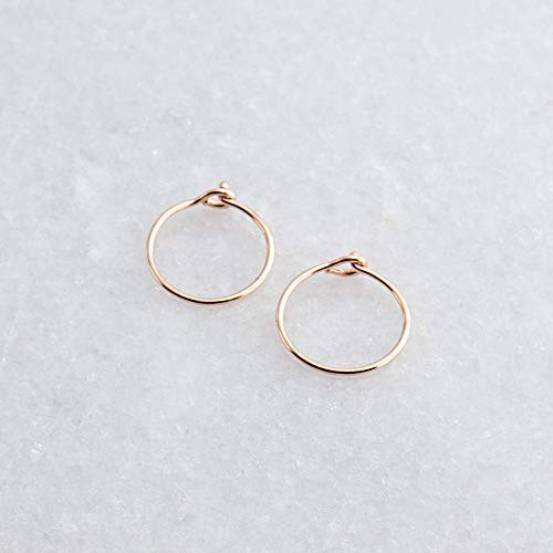 Extra Thin 8mm 24 Gauge 14K Rose Gold Filled Hoop Earrings Cartilage Handmade for Small Endless