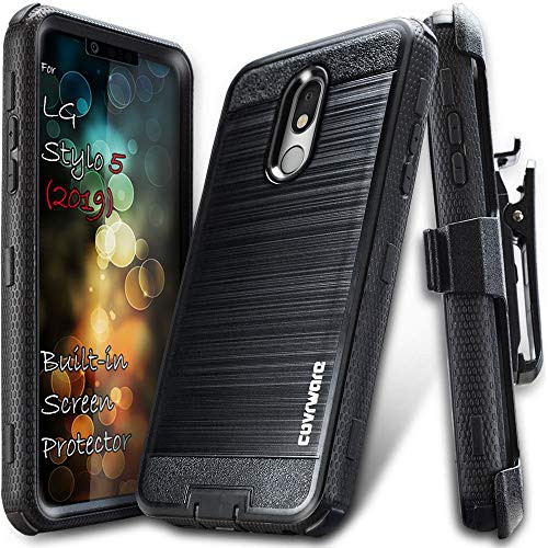 LG Stylo 5 - Stylo 5- - 5X - Plus case  COVRWARE -Iron Tank- -Built-in Screen Protector- Heavy Duty Full-Body Rugged Holster Armor Cover -Brush Metal
