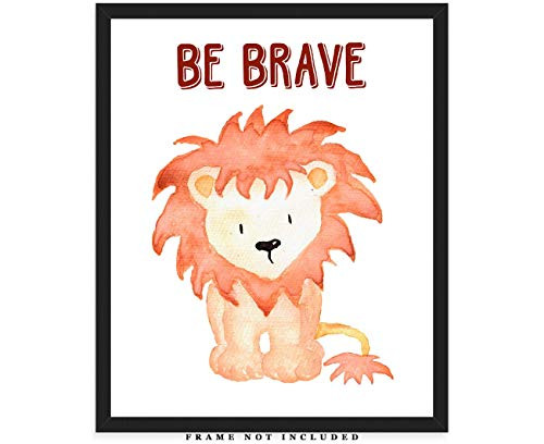 Be Brave Watercolor Lion - Nursery Wall Decor Art Print -8x10- Unframed Animal Picture - Great Gift Idea for Any Nursery and Kids Room Under 15