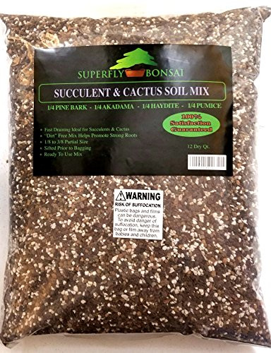 Succulent and Cactus Soil Mix - Premium Pre-Mixed Fast Draining Blend -12 Dry Quarts-
