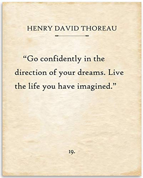 Henry David Thoreau - Walden - Go Confidently In The Direction of Your Dreams- 11x14 Unframed Typography Book Page Print - Great Motivational and Insp