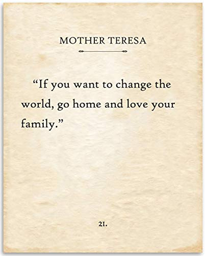 Mother Teresa - If You Want To Change The World - 11x14 Unframed Typography Book Page Print - Great Inspirational and Motivational Gift and Decor Unde