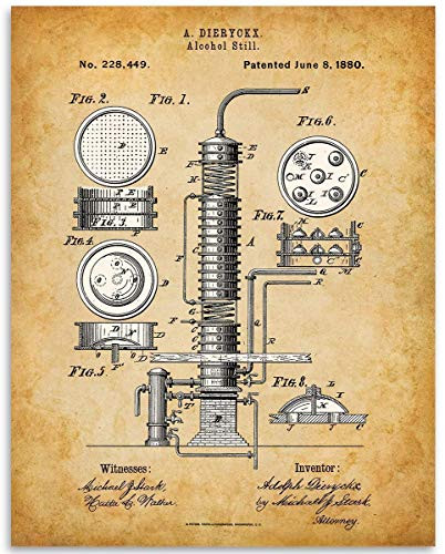 Alcohol Still Patent Print - 11x14 Unframed Patent - Great Gift and Decor for Pub  Bar  Restaurant  Distillery and Man Cave Under Under 15