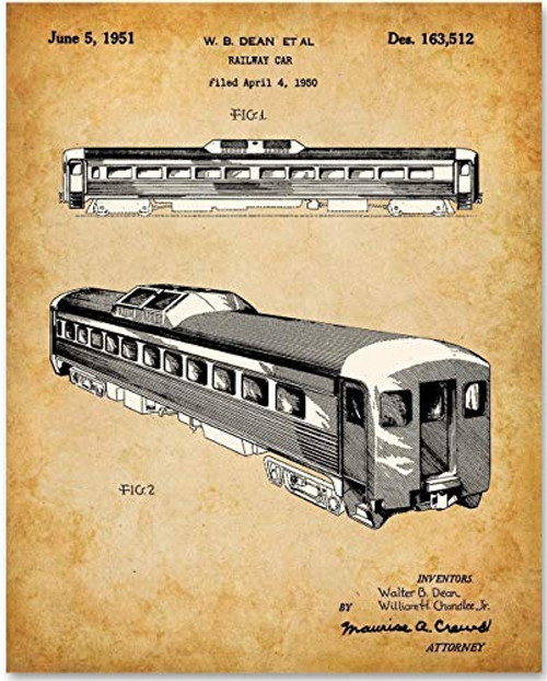 Passenger Railway Railroad Car - 11x14 Unframed Patent Print - Makes a Great Gift Under 15 for Train fans