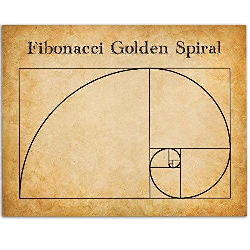 Math Art Print Fibonacci Spiral - 11x14 Unframed Art Print - Great Gift and Decor For Teachers  Classroom and Math Students Under 15