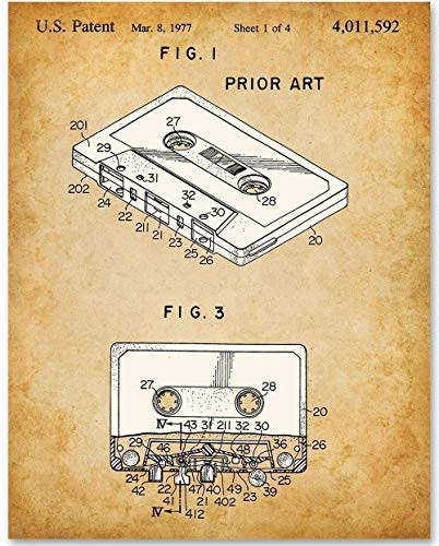 Cassette - 11x14 Unframed Patent Print - Makes a Great Gift Under 15 for Musicians and Fans of the 80s