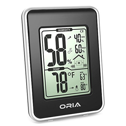 ORIA Digital Hygrometer Thermometer  Indoor Thermometer Humidity Monitor  Temperature Humidity Gauge Meter  with LCD Screen  Min and Max Records  for
