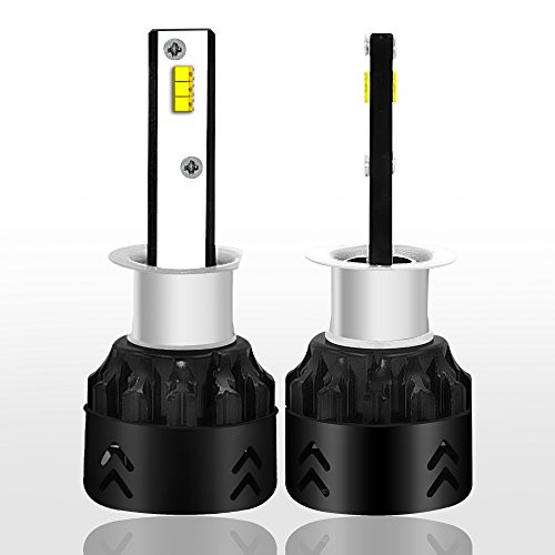 Diesel Auto Mini Size H1 Led Headlight Bulbs with Philips ZES Led Chips 50W 9600LM 6000K White Led Headlight Conversion Kit- 1 Year Warranty (2 pcs)