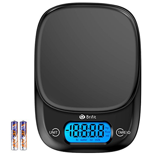 -New- Brifit Digital Kitchen Scale  11lb-5KG  Accurate Weighing Water  Milk  Liquids  Foods  Electronic Food and Baking Scale with Backlight LCD Display