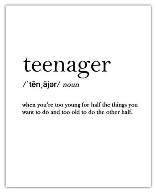 Teenager Definition Typography Wall Art Print Unique Room Decor - -8x10- Unframed Picture - Great Gift Idea Under 15