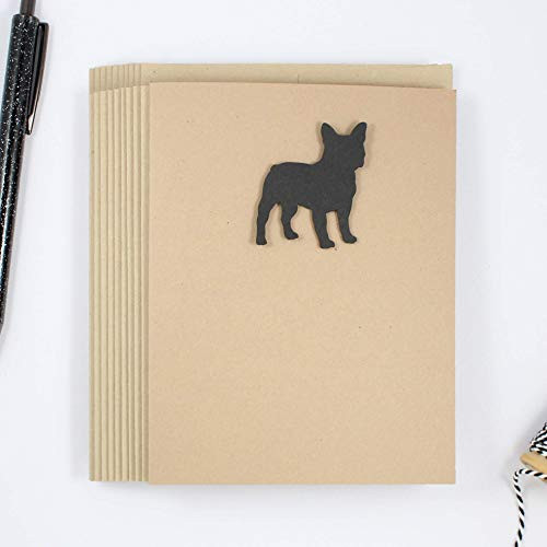 French Bulldog Blank Cards 10 Pack - Handmade Black Frenchie Greeting Cards - Blank Note Cards - Dog Lover Gift