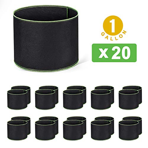 Delxo 20-Pack 1 Gallon Grow Bags Heavy Duty Aeration Fabric Pots Thickened Nonwoven Fabric Pots Plant Grow Bags Delxo 20-Pack 1 Gallon Grow Bags Heavy Duty Aeration Fabric Pots Thickened Nonwoven Fabric Pots Plant Grow Bags